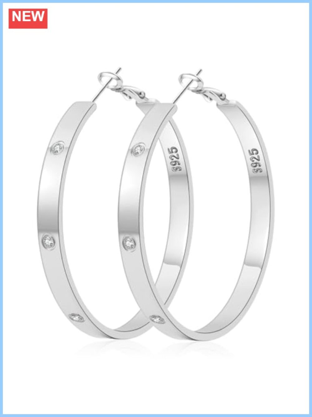 5MM Wide 925 Sterling Silver Post Hoop Earrings Hypoallergenic Lightweight